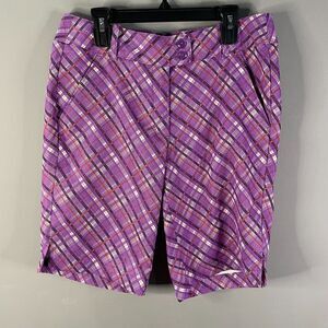 Callaway Womens Opti Dri Purple Argyle Golf Shorts  **READ**